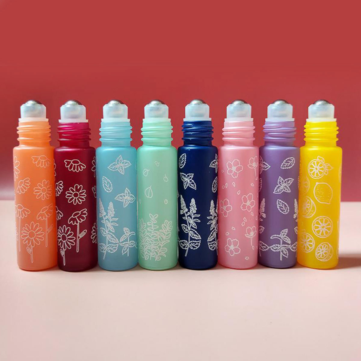 8X 10ML Macaron Flower Glass E - Attar Oil Roll On 评论和价格